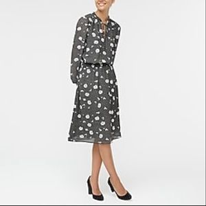J. Crew long-sleeve printed tie-neck dress